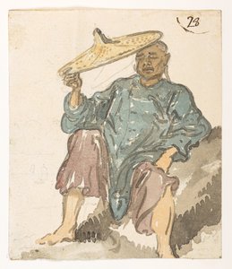 Schlafende Figur, wahrscheinlich aus Turon Bay, aus einem Album von 372 Zeichnungen von Landschaften, Küstenlinien, Kostümen und Alltagsleben während der Botschaft von Lord Macartney an den Kaiser von China, zwischen 1792 und 1794 von William Alexander