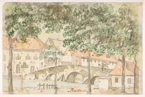 Batavia aus einem Album von 372 Zeichnungen von Landschaften, Küstenlinien, Kostümen und Alltagsleben während der Gesandtschaft von Lord Macartney an den Kaiser von China, zwischen 1792 und 1794 von William Alexander