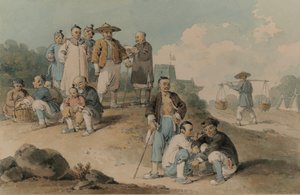 Eine Gruppe von Chinesen beobachtet die Botschaft des Earl of McCartney in China von William Alexander