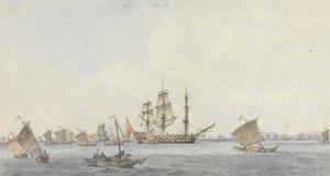 Die Hindostan vor Anker in der Meerenge von Mi-a-tau der Stadt Ten-choo-fou am Eingang zum Golf von Peking von William Alexander