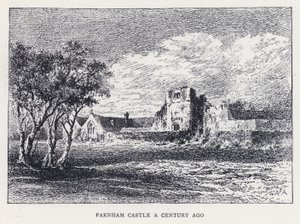 Farnham Castle vor einem Jahrhundert (Stich)