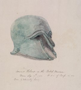Antiker Messinghelm aus dem British Museum, Holborn, London, 1784