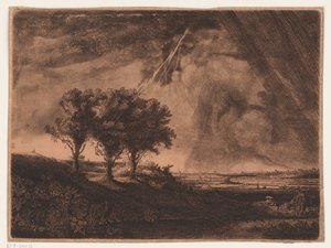 Drei Bäume mit Blitzschlag von William Baillie