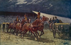 Die Royal Horse Artillery fährt beim Suchscheinwerfer-Tattoo von William Barnes Wollen