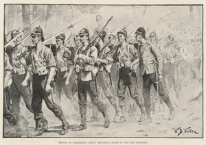 Truppen in Aldershot, schwerer Marschbefehl bei heißem Wetter von William Barnes Wollen