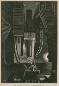 Nachtarbeit im Greenwich-Observatorium; Das große Äquatorialteleskop (Stich) von William Bazett Murray