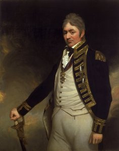 Porträt von Konteradmiral Sir Thomas Troubridge (ca. 1758-1807), trägt die Saint Vincent und Nil-Medaillen (bezüglich der Schlacht von Abukir, Ägypten) von William Beechey