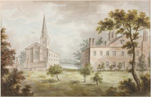 Kirche und Haus in Landschaft von William Beilby