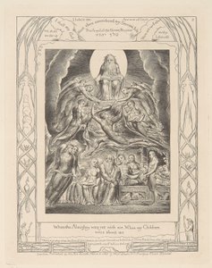 Das Buch Hiob, Tafel 2, Satan vor dem Thron Gottes von William Blake