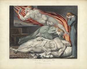 Tod des starken bösen Mannes, Illustration aus Das Grab von Robert Blair, graviert von Louis Schiavonetti von William Blake