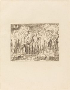 Hiob und seine Familie wiederhergestellt von William Blake