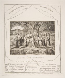 Hiob und seine Familie, aus Illustrationen des Buches Hiob von William Blake