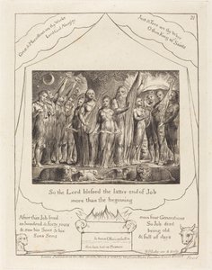 Hiob und seine Frau wiederhergestellt von William Blake