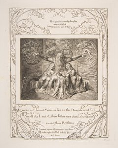 Hiob und seine Töchter, aus Illustrationen des Buches Hiob, 1825-26 von William Blake