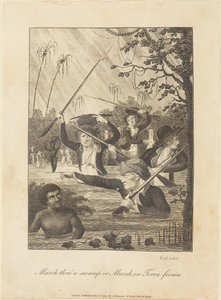 Marsch durch einen Sumpf oder Morast in Terra-firma von William Blake