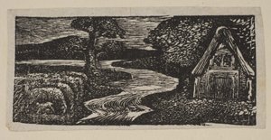 Sabrinas silberner Fluss, aus Thorntons Pastoralen von Virgil, 1821 von William Blake