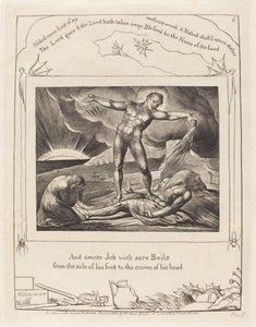 Satan schlägt Hiob mit Geschwüren, 1825 von William Blake