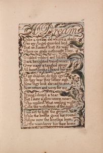 Lieder der Unschuld und der Erfahrung, Tafel 15, Ein Traum (Bentley 26) von William Blake