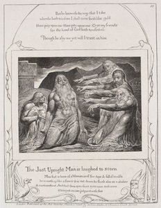 Das Buch Hiob: Pl. 10, Der gerechte aufrechte Mann wird verspottet von William Blake