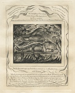 Das Buch Hiob: Pl. 11, Mit Träumen auf meinem Bett erschreckst du mich und ängstigst mich mit Visionen von William Blake