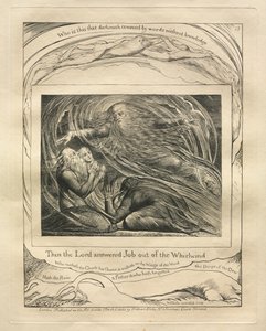 Das Buch Hiob: Pl. 13, Dann antwortete der Herr Hiob aus dem Wirbelsturm, 1825 von William Blake