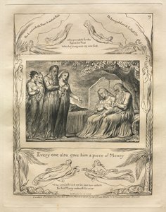 Das Buch Hiob: Pl. 19, Jeder gab ihm auch ein Stück Geld von William Blake