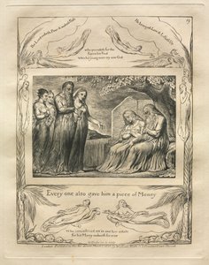 Das Buch Hiob: Pl. 19, Jeder gab ihm auch ein Stück Geld von William Blake