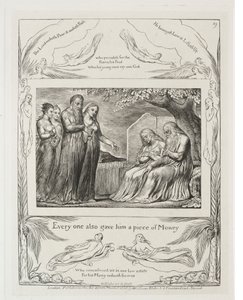 Das Buch Hiob: Pl. 19, Jeder gab ihm auch ein Stück Geld von William Blake