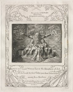 Das Buch Hiob: Pl. 20, Es wurden keine Frauen so schön gefunden wie die Töchter Hiobs, 1825 von William Blake
