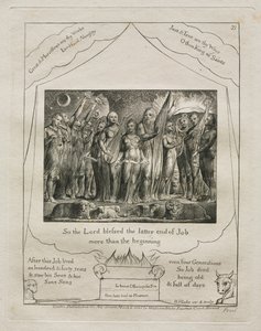 Das Buch Hiob: Pl. 21, So segnete der Herr das Ende Hiobs mehr als den Anfang von William Blake