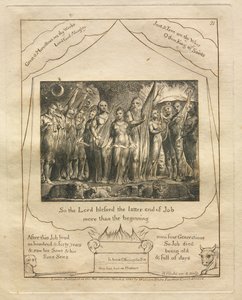 Das Buch Hiob: Pl. 21, So segnete der Herr das Ende Hiobs mehr als den Anfang von William Blake