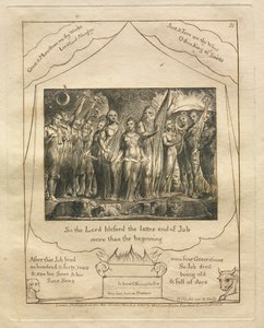 Das Buch Hiob: Pl. 21, So segnete der Herr das Ende Hiobs mehr als den Anfang, 1825 von William Blake