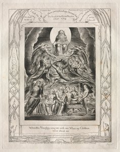 Das Buch Hiob: Pl. 2, Als der Allmächtige noch mit mir war, Als meine Kinder..., 1825 von William Blake