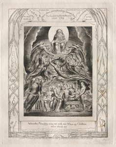 Das Buch Hiob: Pl. 2, Als der Allmächtige noch mit mir war, als meine Kinder um mich waren von William Blake