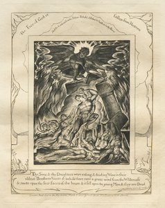 Das Buch Hiob: Pl. 3, Deine Söhne und Töchter aßen und tranken Wein im Haus ihres ältesten Bruders von William Blake