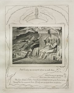 Das Buch Hiob: Pl. 4, Und ich allein bin entkommen, um es dir zu berichten von William Blake