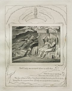 Das Buch Hiob: Pl. 4, Und ich allein bin entkommen, um es dir zu sagen, 1825 von William Blake