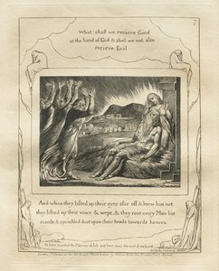 Das Buch Hiob: Pl. 7, Und als sie ihre Augen von ferne aufhoben und ihn nicht erkannten... von William Blake