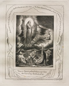 Das Buch Hiob: Pl. 9, Dann ging ein Geist vor meinem Gesicht vorbei, das Haar meines Fleisches stand auf, 1825 von William Blake