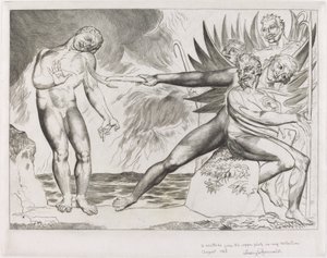 Der Kreis der korrupten Beamten; Die Teufel, die Ciampolo quälen von William Blake