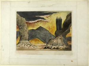 Der Kreis der Fälscher: Dante und Virgil bedecken ihre Nasen wegen des Gestanks. Inferno, Gesang XXIX