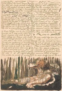 Das Erste Buch Urizen, Tafel 4, "Versammelt euch um die öden Wüsten . . . ." (Bentley 4) von William Blake