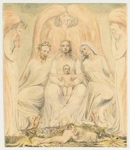 Die Heilige Familie, auch bekannt als Christus im Schoß der Wahrheit, ca. 1805 von William Blake