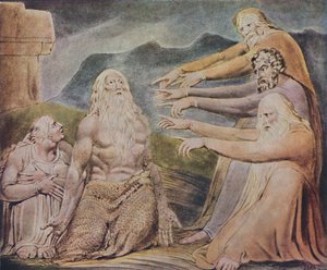 Der gerechte aufrechte Mann wird verspottet, ca. 1825, 1947 von William Blake