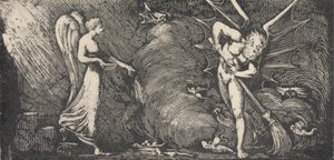 Der Mann, der das Zimmer des Dolmetschers fegt von William Blake