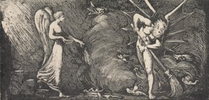 Der Mann, der das Zimmer des Dolmetschers fegt von William Blake