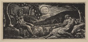 Thenot unter einem Obstbaum, aus Thorntons Pastoralen von Virgil, 1821 von William Blake