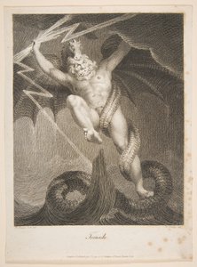 Tornado-Zeus kämpft gegen Typhon Erasmus Darwin, Der Botanische Garten, 1. August 1795 von William Blake