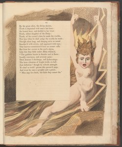 Youngs Nachtgedanken, Seite 95, Die Göttin bricht in Donner und Flammen aus von William Blake