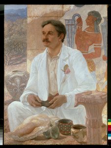 Sir Arthur Evans unter den Ruinen des Palastes von Knossos von William Blake Richmond
